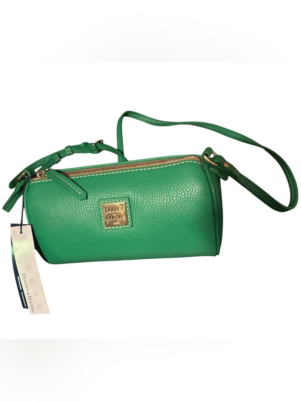 Dooney & Bourke Emerald Green Pebbled Leather Barrel Crossbody NWT & dust bag